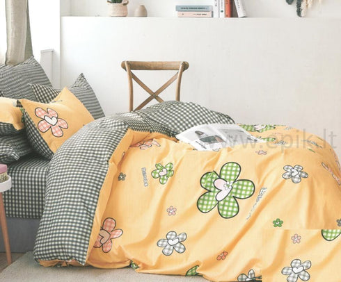 Vaikiškas satino medvilnės patalynės komplektas "Hieroglyphs"